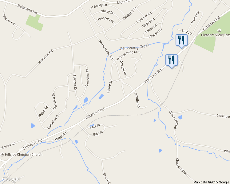 map of restaurants, bars, coffee shops, grocery stores, and more near 917 Fritztown Rd in Sinking Spring
