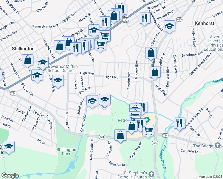 map of restaurants, bars, coffee shops, grocery stores, and more near 4 Tippet Court in Reading