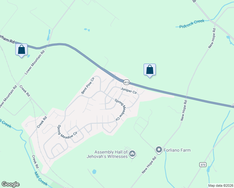 map of restaurants, bars, coffee shops, grocery stores, and more near 106 Goldenrod Crossing East in New Hope