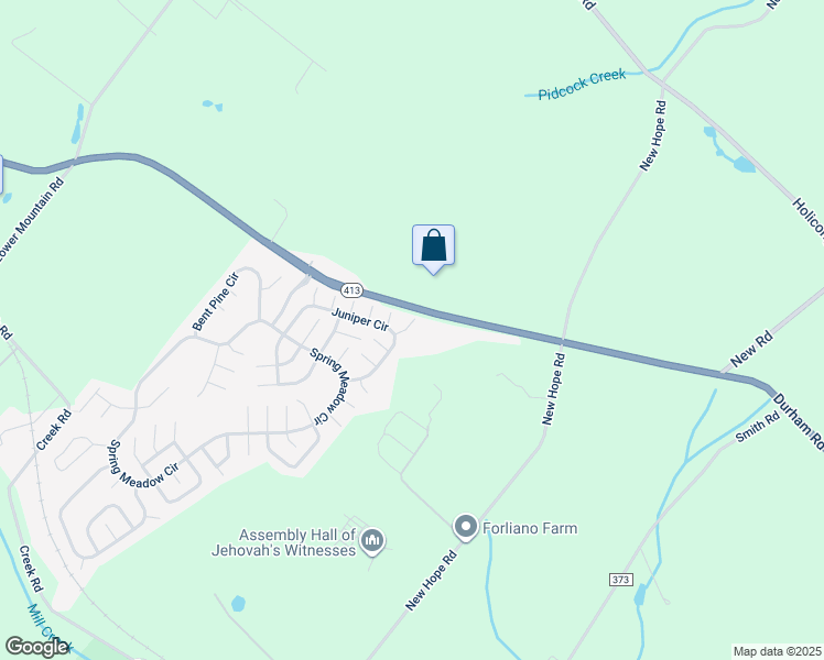 map of restaurants, bars, coffee shops, grocery stores, and more near 39 Elder Court in New Hope