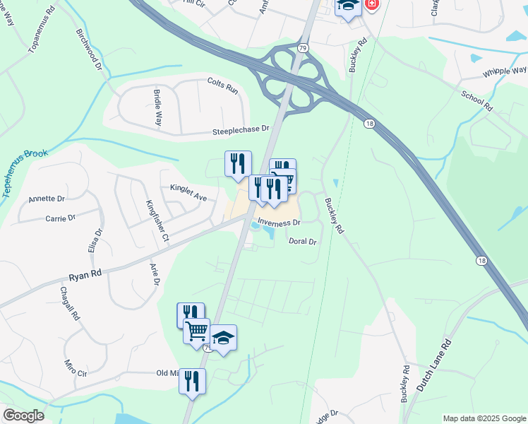 map of restaurants, bars, coffee shops, grocery stores, and more near 91 South Main Street in Marlboro