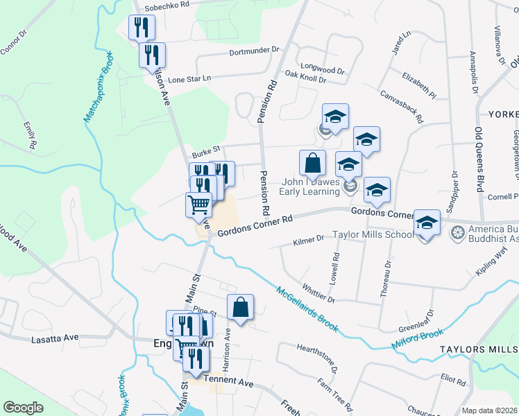 map of restaurants, bars, coffee shops, grocery stores, and more near 3 Pension Road in Manalapan Township