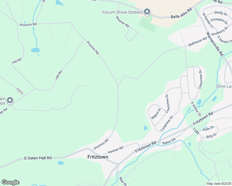 map of restaurants, bars, coffee shops, grocery stores, and more near 90 Preston Road in Wernersville