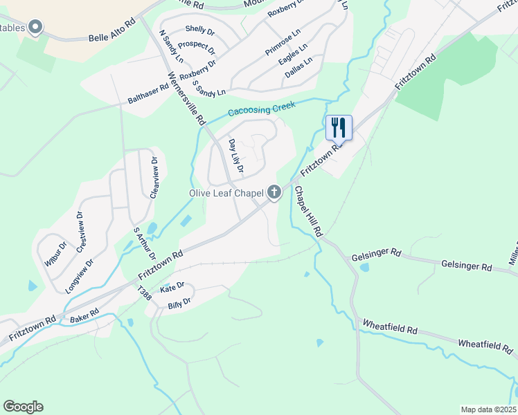 map of restaurants, bars, coffee shops, grocery stores, and more near 0 Wernersville Road in Reading