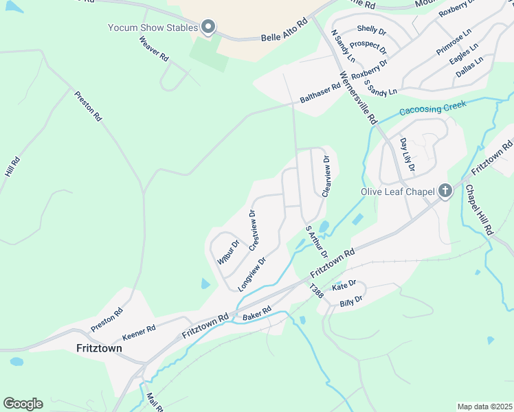 map of restaurants, bars, coffee shops, grocery stores, and more near 10 Crestview Drive in Sinking Spring