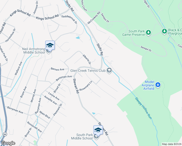 map of restaurants, bars, coffee shops, grocery stores, and more near 1089 Old Post Rd in South Park Township