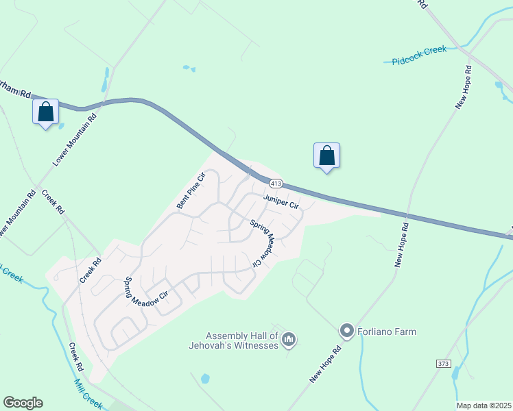 map of restaurants, bars, coffee shops, grocery stores, and more near 100 Acorn Court East in New Hope