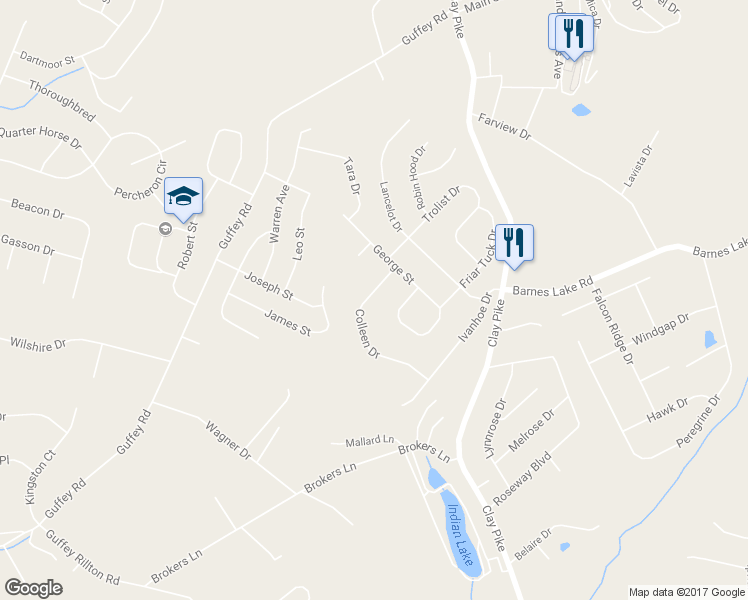 map of restaurants, bars, coffee shops, grocery stores, and more near 1843 Colleen Drive in Irwin