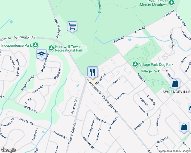 map of restaurants, bars, coffee shops, grocery stores, and more near 23 Barclay Court in Trenton