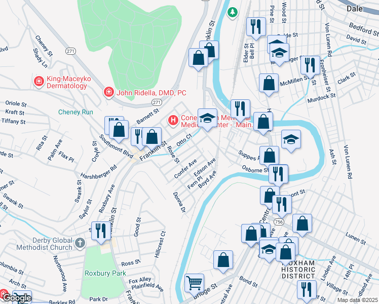 map of restaurants, bars, coffee shops, grocery stores, and more near 1087 McKinley Avenue in Johnstown