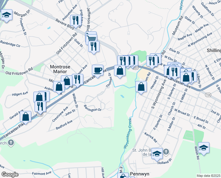map of restaurants, bars, coffee shops, grocery stores, and more near 7 Becket Court in Reading