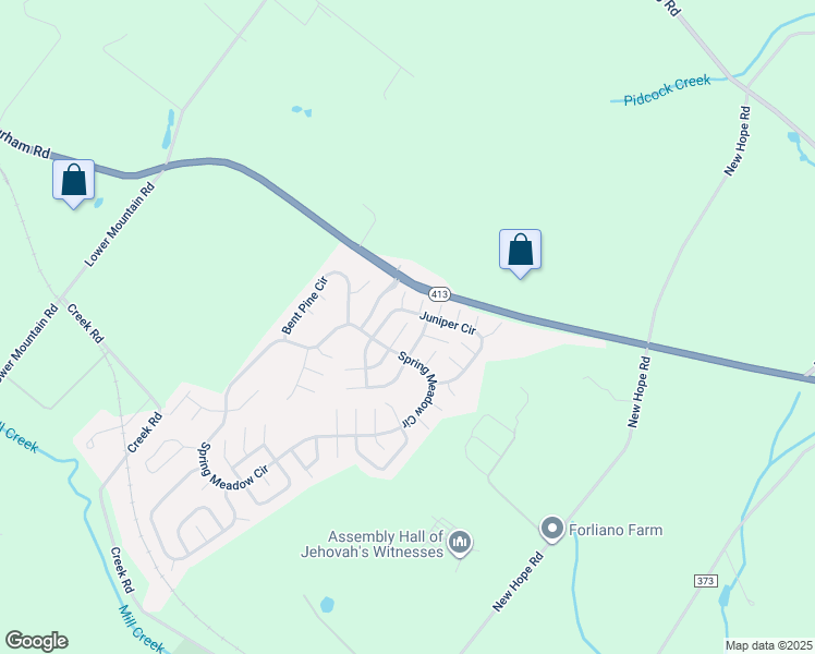 map of restaurants, bars, coffee shops, grocery stores, and more near 100 Acorn Court East in New Hope