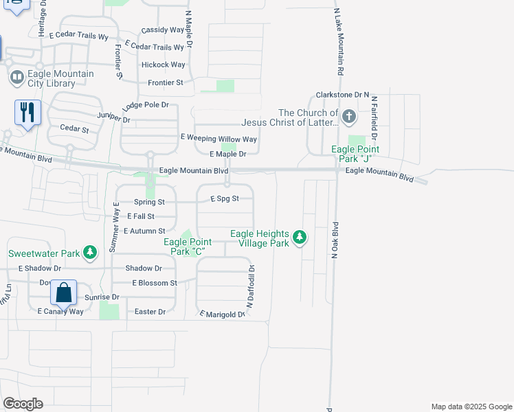 map of restaurants, bars, coffee shops, grocery stores, and more near 3882 North Dateman Drive in Eagle Mountain