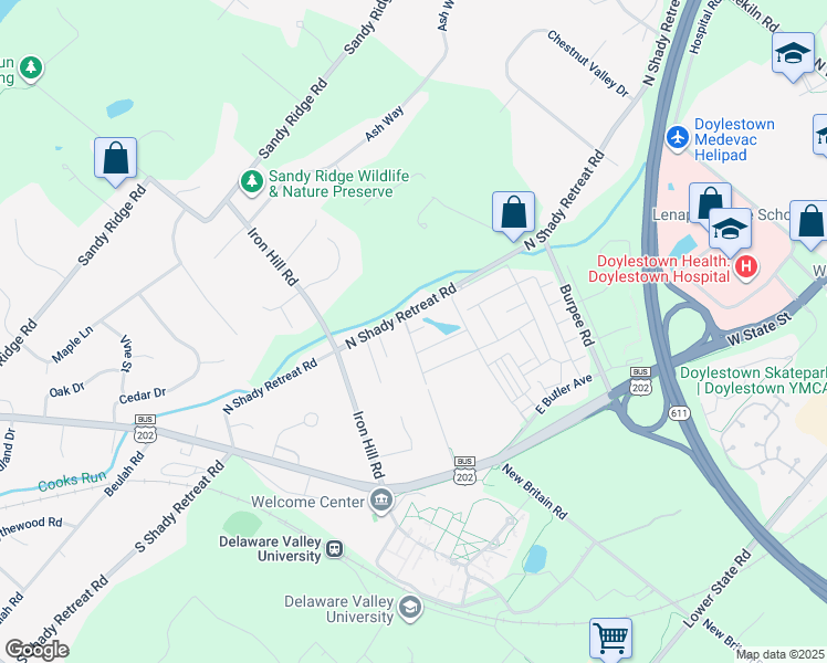 map of restaurants, bars, coffee shops, grocery stores, and more near 272 Evergreen Drive in Doylestown