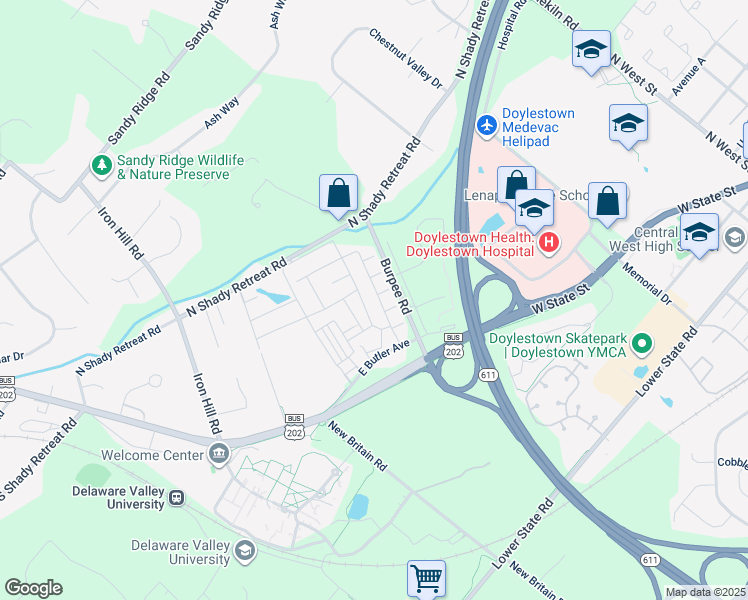 map of restaurants, bars, coffee shops, grocery stores, and more near 422 Ford Hook Road in Chalfont
