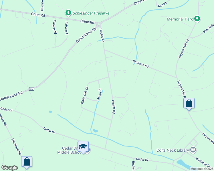 map of restaurants, bars, coffee shops, grocery stores, and more near 108 Heulitt Road in Colts Neck