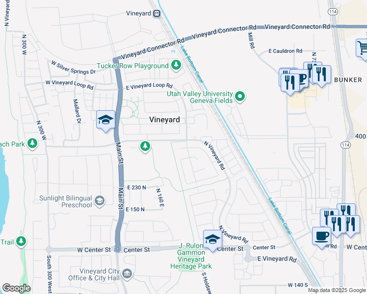 map of restaurants, bars, coffee shops, grocery stores, and more near 224 East 370 North in Orem