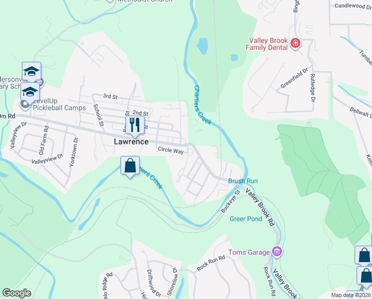 map of restaurants, bars, coffee shops, grocery stores, and more near 4 Binotto Avenue in Lawrence