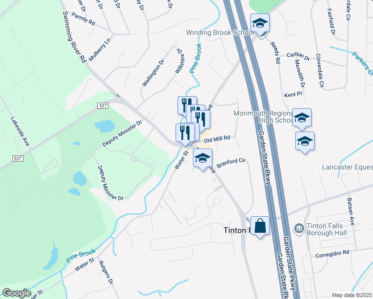 map of restaurants, bars, coffee shops, grocery stores, and more near 720 Tinton Avenue in Eatontown