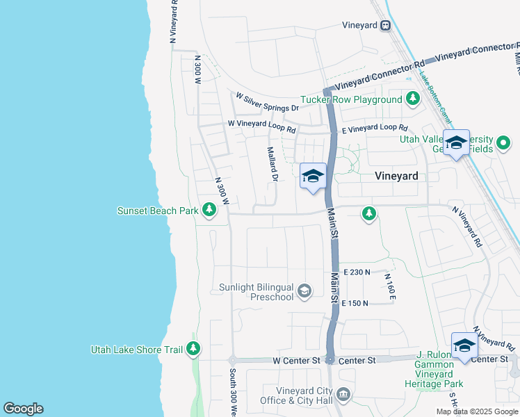 map of restaurants, bars, coffee shops, grocery stores, and more near 162 West 350 North in Vineyard