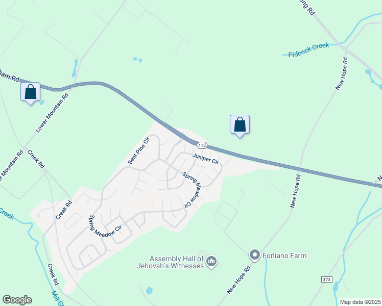 map of restaurants, bars, coffee shops, grocery stores, and more near 15 Lilac Court in New Hope