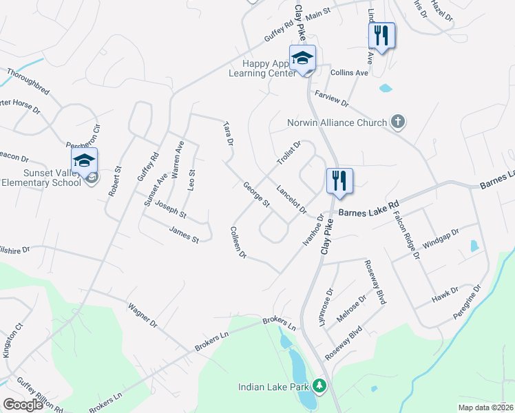map of restaurants, bars, coffee shops, grocery stores, and more near 1843 Colleen Drive in Irwin