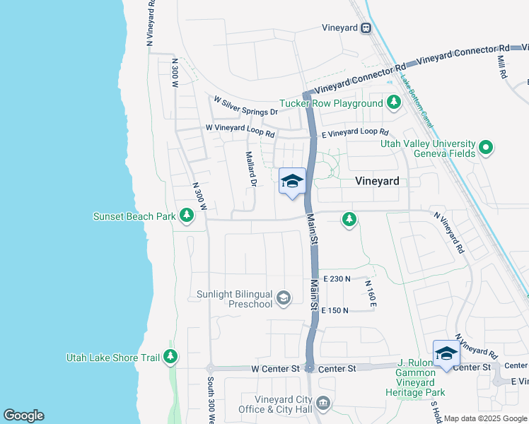 map of restaurants, bars, coffee shops, grocery stores, and more near 94 West 350 North in Vineyard