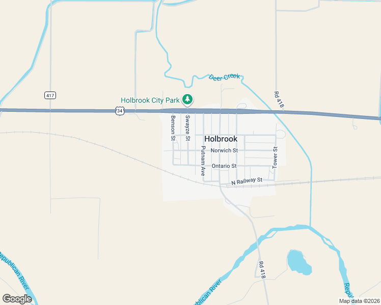 map of restaurants, bars, coffee shops, grocery stores, and more near 300 Swayze Street in Holbrook