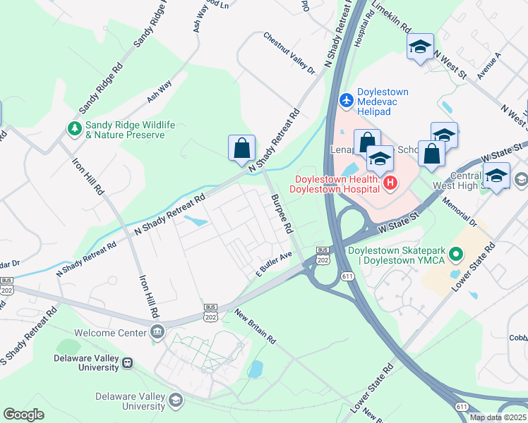 map of restaurants, bars, coffee shops, grocery stores, and more near 432 Ford Hook Road in Chalfont