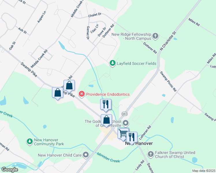 map of restaurants, bars, coffee shops, grocery stores, and more near in Gilbertsville