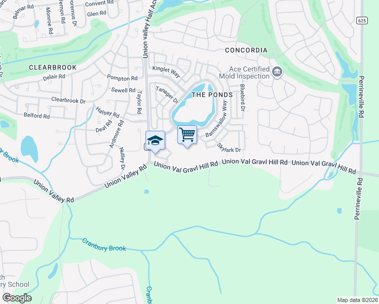 map of restaurants, bars, coffee shops, grocery stores, and more near 1 Overlook Drive in Monroe Township