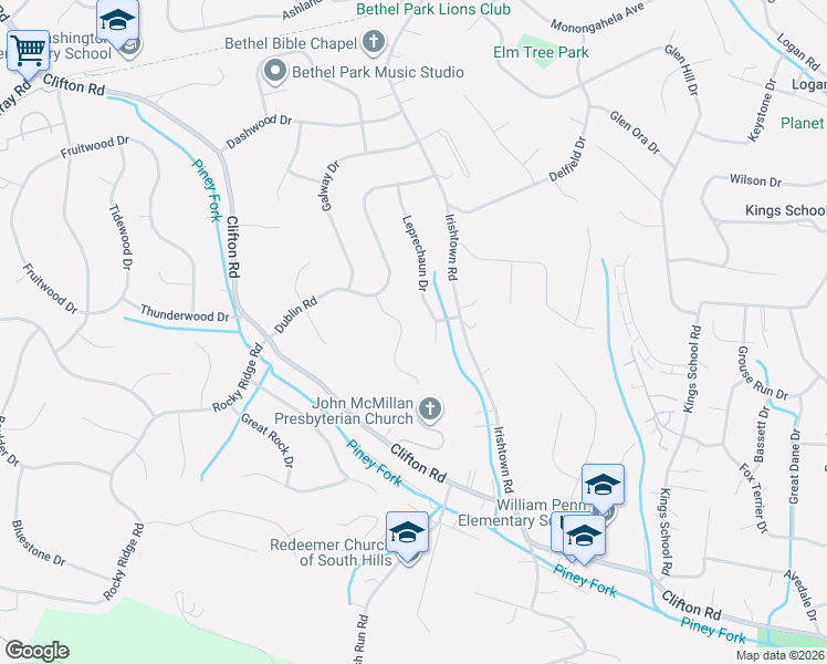 map of restaurants, bars, coffee shops, grocery stores, and more near 817 Hershire Drive in Bethel Park