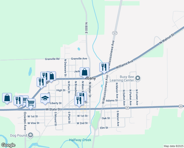 map of restaurants, bars, coffee shops, grocery stores, and more near 724 North Water Street in Albany