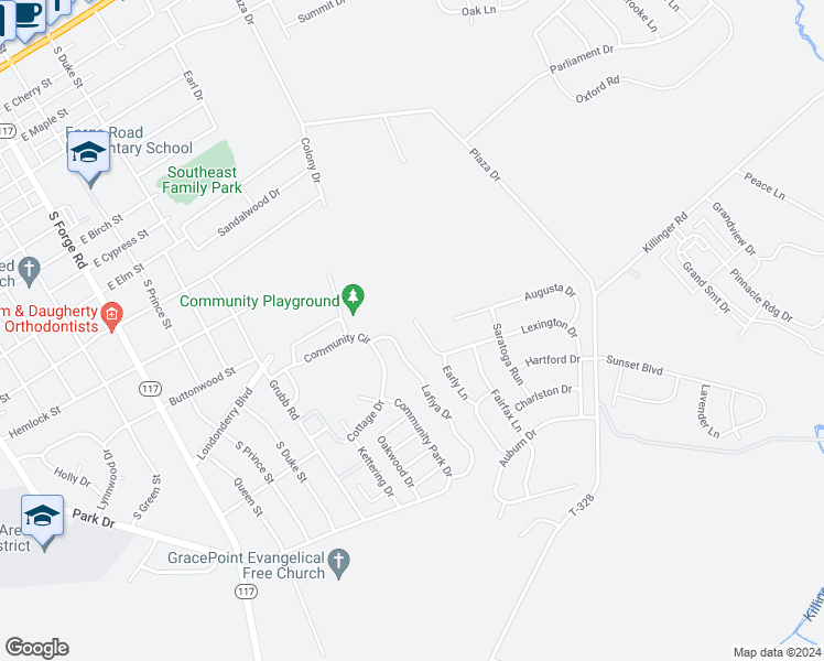 map of restaurants, bars, coffee shops, grocery stores, and more near 148 Lexington Drive in Annville