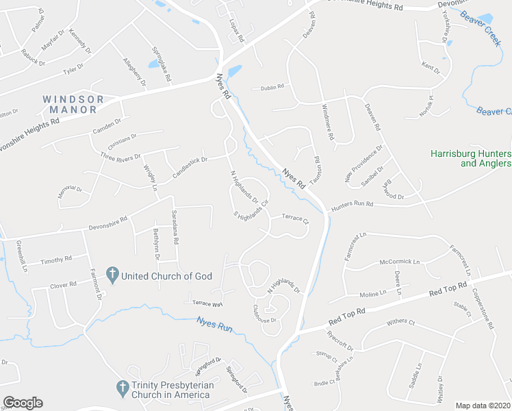map of restaurants, bars, coffee shops, grocery stores, and more near 6268 South Highlands Circle in Harrisburg