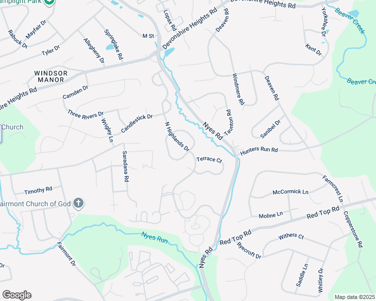 map of restaurants, bars, coffee shops, grocery stores, and more near 822 North Highlands Drive in Harrisburg