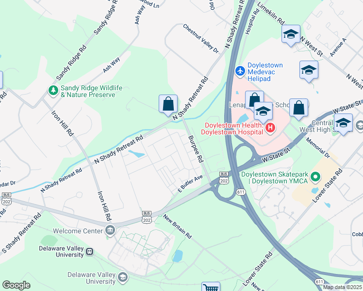 map of restaurants, bars, coffee shops, grocery stores, and more near 439 Ford Hook Road in Chalfont