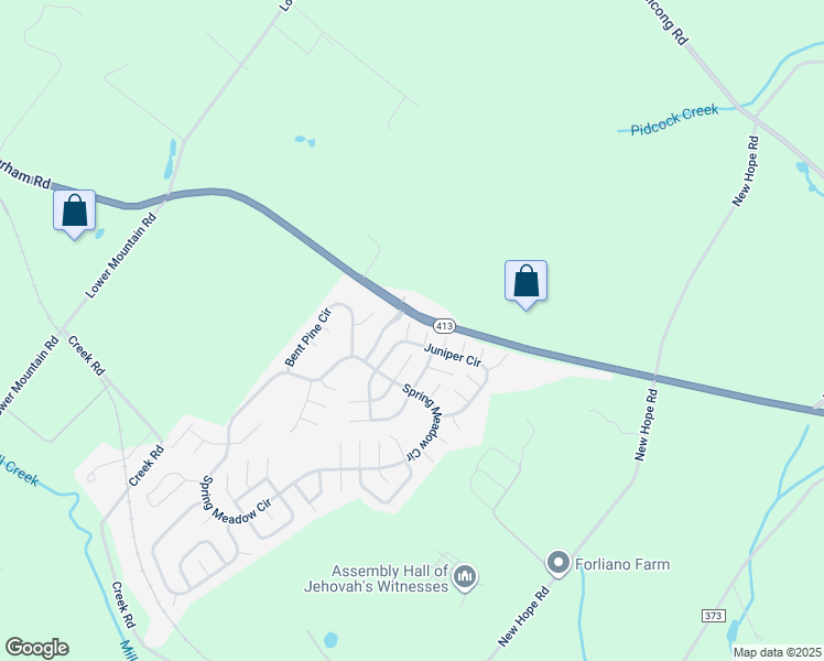 map of restaurants, bars, coffee shops, grocery stores, and more near 12 Azalea Court in New Hope