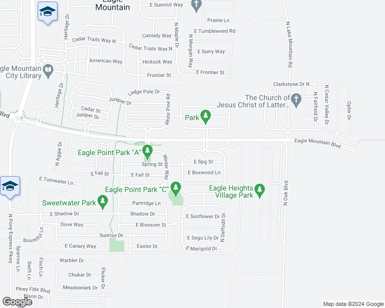 map of restaurants, bars, coffee shops, grocery stores, and more near 2282 East Cobble Creek Lane in Eagle Mountain