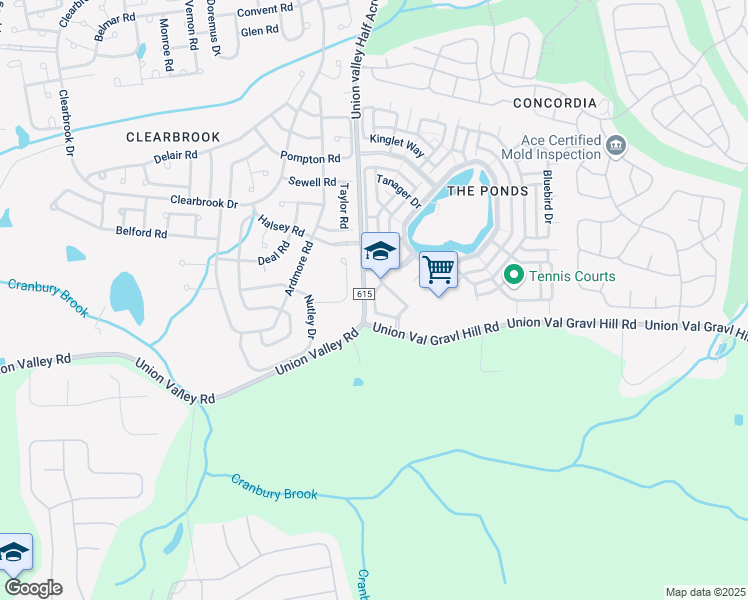 map of restaurants, bars, coffee shops, grocery stores, and more near Overlook Drive in Monroe Township