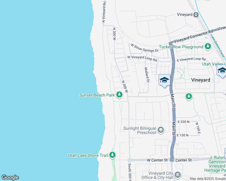 map of restaurants, bars, coffee shops, grocery stores, and more near 419 North 360 West in Vineyard