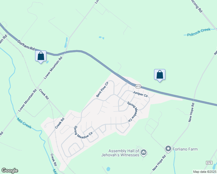 map of restaurants, bars, coffee shops, grocery stores, and more near 598 Walnut Court in New Hope
