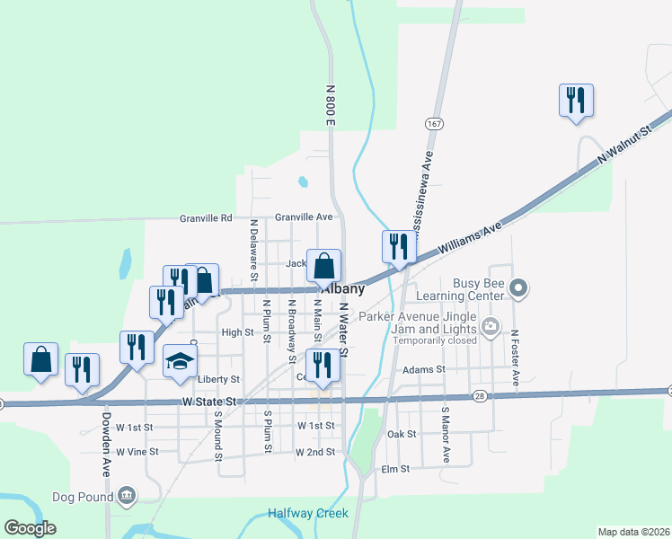 map of restaurants, bars, coffee shops, grocery stores, and more near 724 North Water Street in Albany
