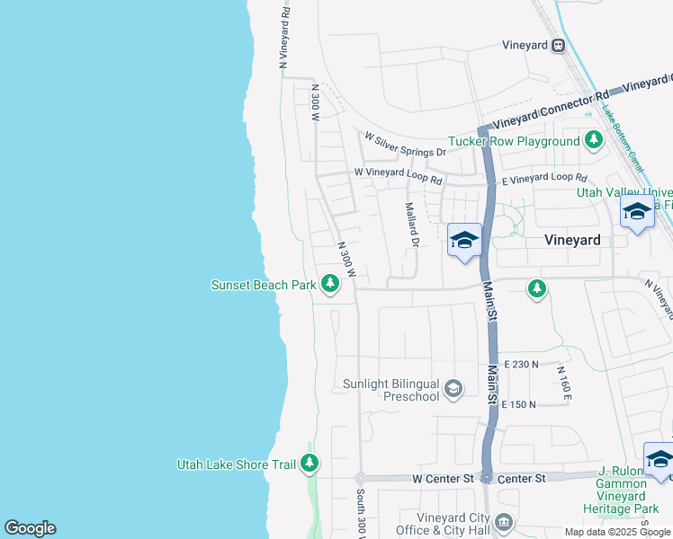 map of restaurants, bars, coffee shops, grocery stores, and more near 317 West 435 North in Vineyard