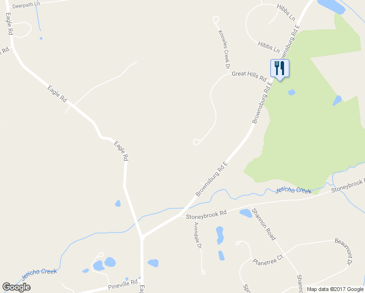 map of restaurants, bars, coffee shops, grocery stores, and more near 22 Great Hills Road in New Hope