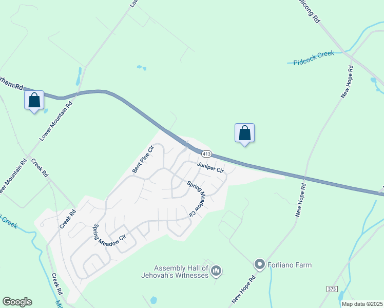 map of restaurants, bars, coffee shops, grocery stores, and more near 12 Azalea Court in New Hope