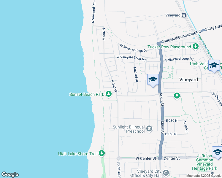 map of restaurants, bars, coffee shops, grocery stores, and more near 4200-4294 North Vineyard Road in Vineyard