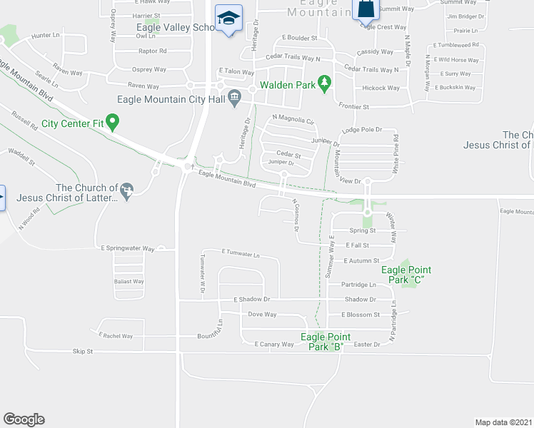 map of restaurants, bars, coffee shops, grocery stores, and more near 1792 East Skyline Drive in Eagle Mountain