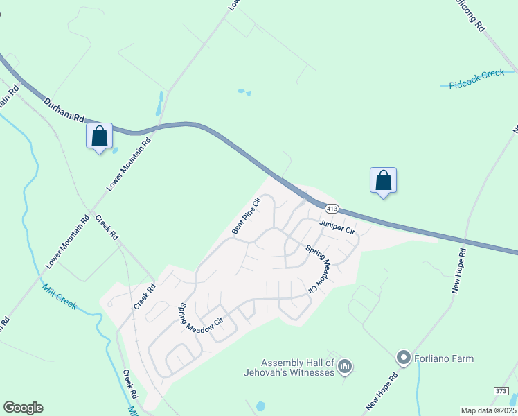 map of restaurants, bars, coffee shops, grocery stores, and more near 598 Walnut Court in New Hope