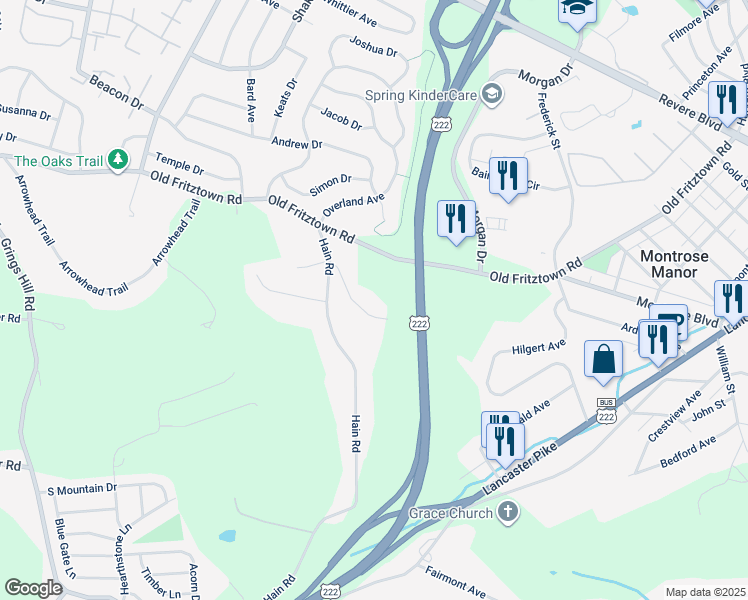 map of restaurants, bars, coffee shops, grocery stores, and more near 504 Tomlisa Court in Sinking Spring